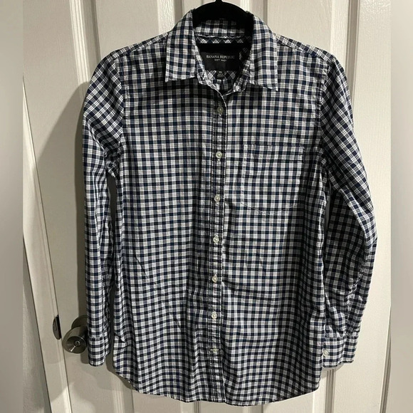 Banana Republic Plaid Long Sleeve Button Down Soft Wash Top XS - Picture 1 of 9